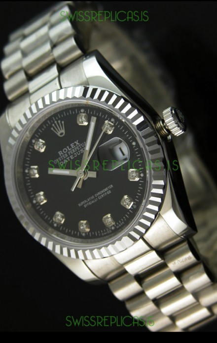 Rolex Replica Datejust Mens Swiss Watch in Black Dial - 41MM