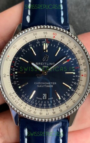 Breitling Navitimer 1 Automatic Swiss Replica Watch in Blue Dial - Leather Strap