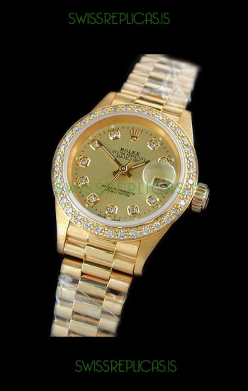Rolex Datejust Ladies Swiss Replica Gold Watch