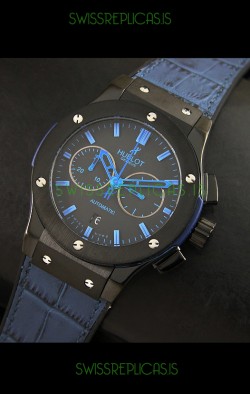 Hublot Big Bang Classic Fusion Swiss Replica PVD Watch in Blue Strap