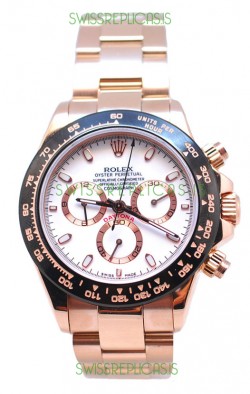 Rolex Daytona MonoBloc Cerachrom Bezel Swiss Replica Rose Gold Plated Watch