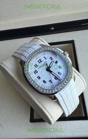 Patek Philippe Aquanaut 5267 Swiss Replica White Dial in Stainless Steel Diamonds Bezel 38.5MM