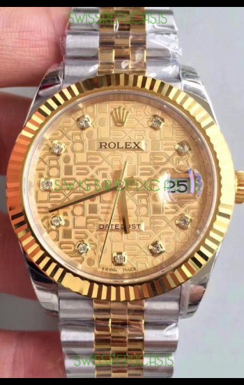 Rolex Datejust 41MM Cal.3135 Movement Swiss Replica Watch in 904L Steel Two Tone Casing Computer Dial